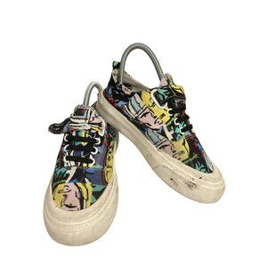 Russian kids size EU(36) US 4 Vintage-Style Colorful Cartoon Canvas Sneakers